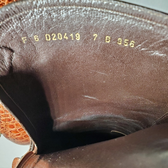 Cole Haan Nydia Cognac Crocodile Style Boots Heeled Zipper - Picture 9 of 11